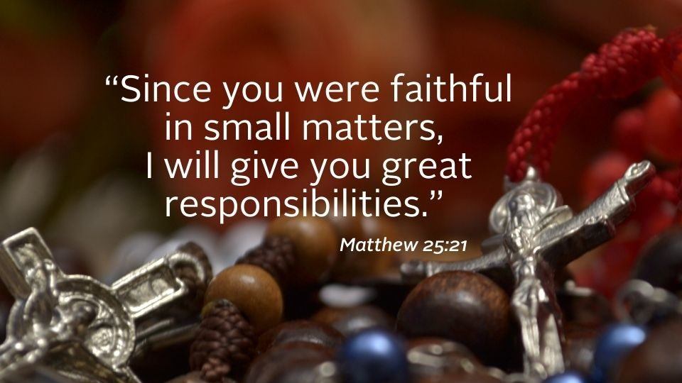 image with scripture from matthew for weekly reflection on November 15