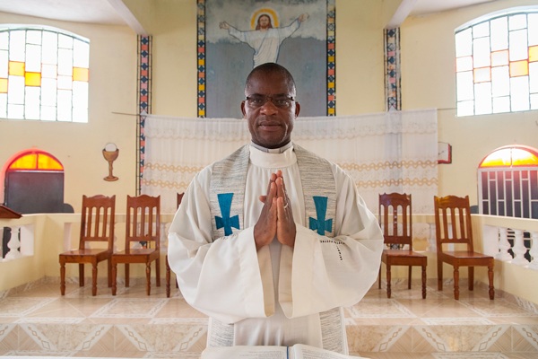 Father Fayant at Saint Rose of Lima Catholic Church in Gris Gris, Haiti in July 2018.