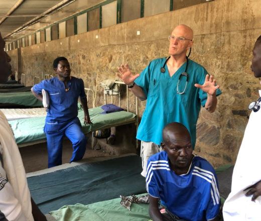 Volunteer Dr. Mike Pendleton at Mother of Mercy Hospital in Gidel, Sudan in March 2020.