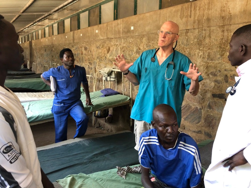 Volunteer Dr. Mike Pendleton at Mother of Mercy Hospital in Gidel, Sudan in March 2020.