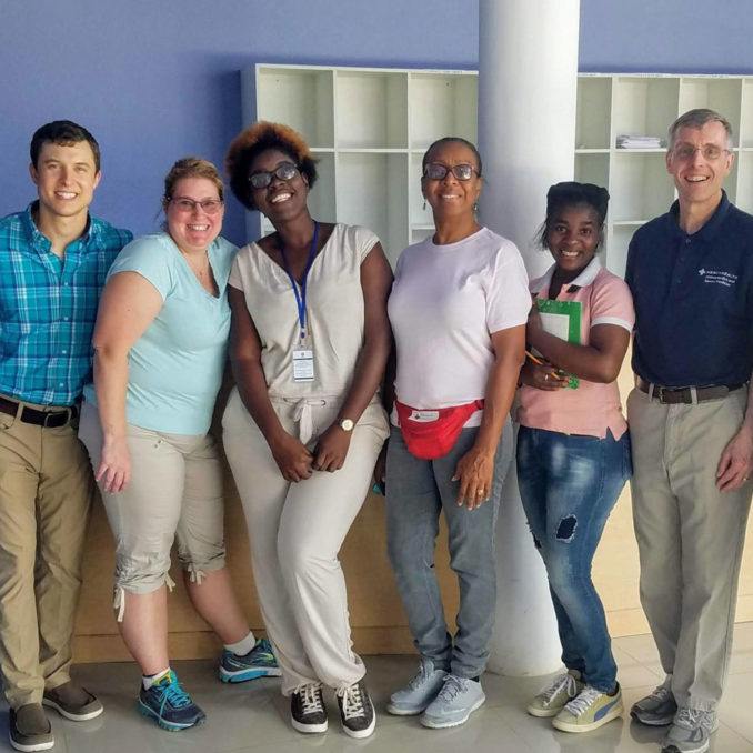 A team of volunteer healthcare professionals on medical mission trip in Cotes-de-Fer, Haiti at Bishop Joseph Sullivac Center for Health Hospital in May 2019.