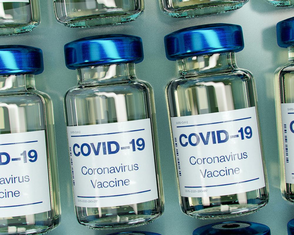 Vials of COVID-19 vaccines.