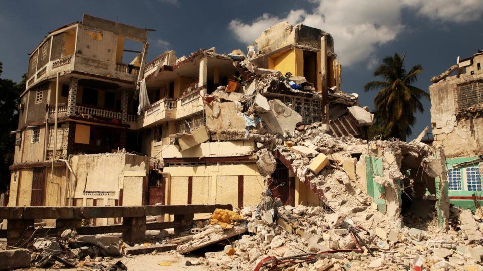 A building destroyed by the earthquake in Haiti in August 2021.