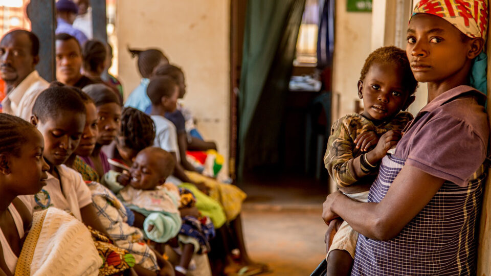 Mothers and children wait for services at St. Therese Hospital in South Sudan_Sept2022