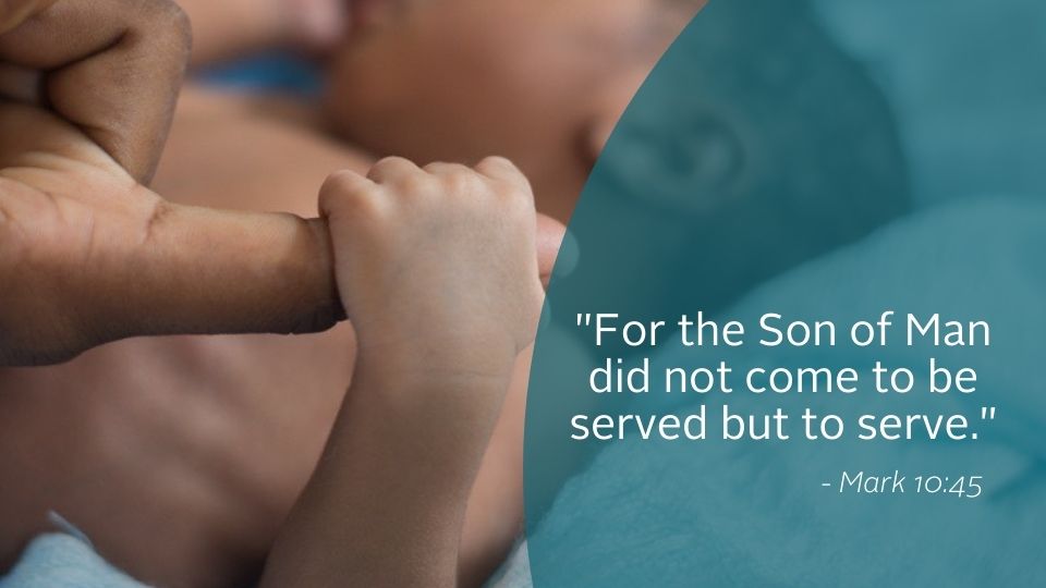 Weekly Reflection Graphic featuring quote from the gospel. Today we reflect on love and sacrifice.