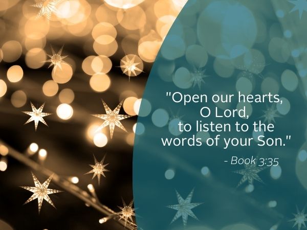 Weekly Reflection Graphic featuring quote from the Gospel. Today we reflect on the New Year.