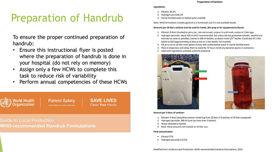 Handrub prep guidelines