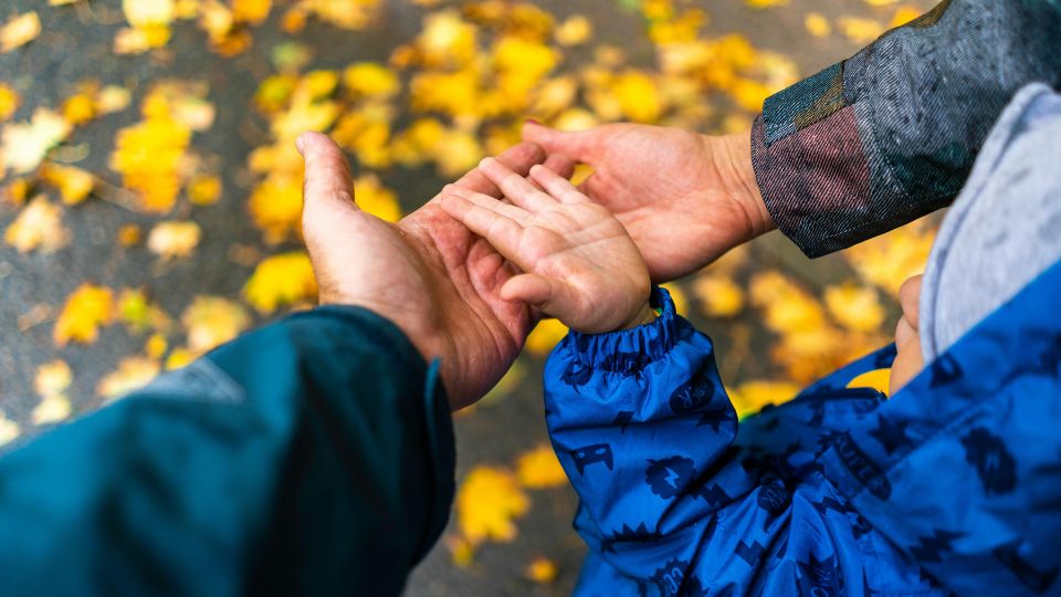 NEPAW 2025 A family holds hands with fall leaves in the background. In this blog, we reflect on our family story.