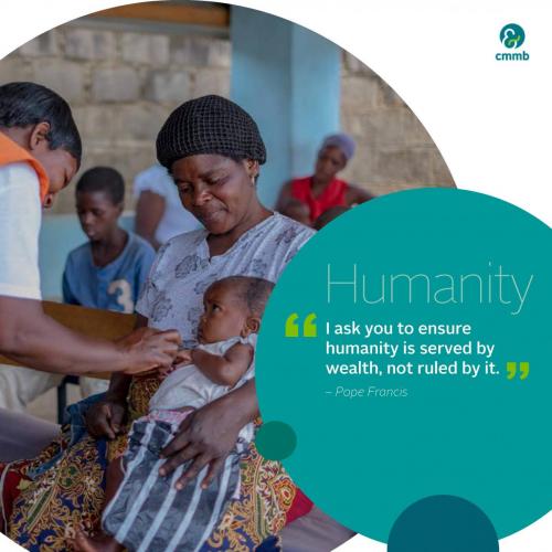 Pope Francis quote_Humanity_I ask you to ensure humanity is served by wealth
